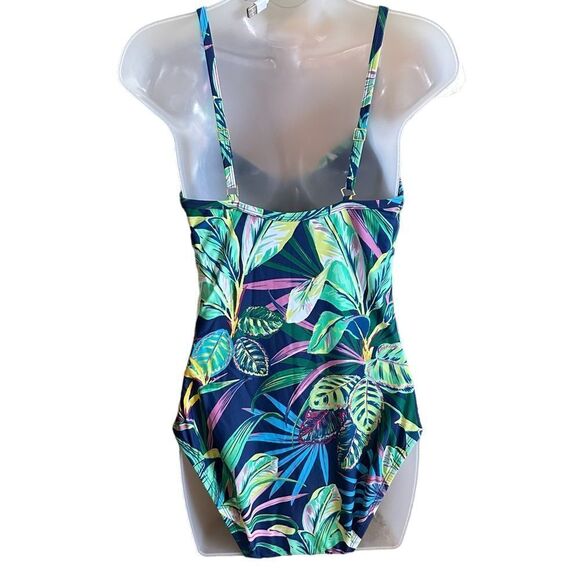 Bleu Rod Beattie Tropical Floral Cinched Waist Full Piece Swimsuit - Picture 4 of 7
